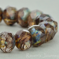Rondelle (9x6mm) Brown Dark Crystal Mix Opaque Transparent with PIcasso