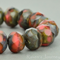 Rondelle (9x6mm) Grey Orange Mix Opaque Silk with Picasso