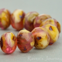 Rondelle (9x6mm) Ivory Pink Mix Opaque Transparent with Picasso, 8 Strands of 25 Beads per Unit *Last Unit Remaining*