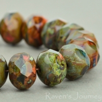 Rondelle (9x6mm) Grey Orange Mix Opaque Silk with Picasso Fullcoat