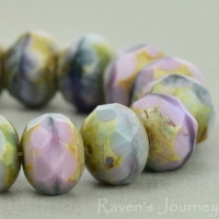 Rondelle (9x6mm) Purple Montana Blue Mix Opaque Transparent with Picasso