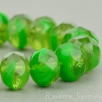 Rondelle (9x6mm) Green Kelly Olivine Mix Opaque Transparent