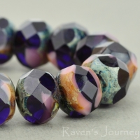 Rondelle (9x6mm) Pink Purple Mix Opaque Transparent with Picasso