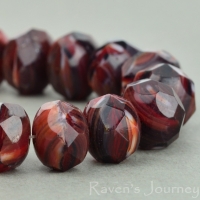 Rondelle (9x6mm) Red Jet White Mix Opaque-osx
