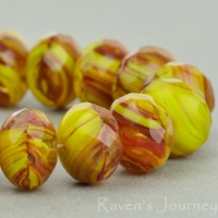 Rondelle (9x6mm) Yellow Red Mix Opaque Transparent