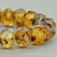 Rondelle (9x6mm) Ivory Crystal Mix Opaque Transparent with Picasso Fullcoat