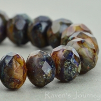 Rondelle (9x6mm) Brown Beige Mix Opaque Transparent with Picasso Fullcoat #2