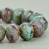 Rondelle (9x6mm) Purple Turquoise Mix Opaque Transparent with Picasso #2