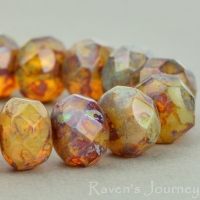 Rondelle (9x6mm) Brown Opaline with Picasso Fullcoat