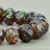 Rondelle (9x6mm) Brown Blue Mix Opaque Transparent with Picasso Fullcoat #2