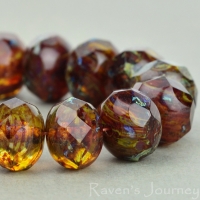 Rondelle (9x6mm) Red Topaz Mix Transparent with Picasso Fullcoat-osx