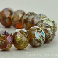 Rondelle (9x6mm) Purple Amber Mix Opaque Transparent with Picasso Fullcoat