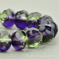 Rondelle (9x6mm) Green Purple Mix Transparent