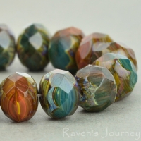 Rondelle (9x6mm) Brown Green Mix Opaque with Picasso