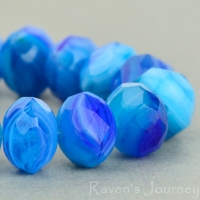 Rondelle (9x6mm) Aqua Cobalt White Mix Opaque Transparent-osx