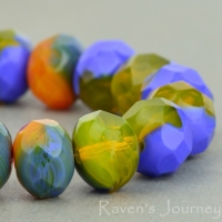 Rondelle (9x6mm) Orange Blue Mix Opaline Silk