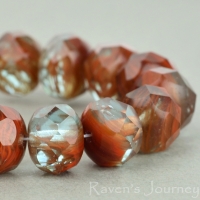 Rondelle (9x6mm) Rust Aqua Mix Opaque Transparent