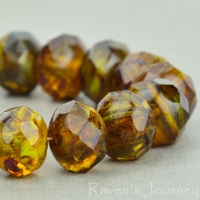 Rondelle (9x6mm) Gaspeite Amber Mix Opaque Transparent with Picasso Fullcoat-osx
