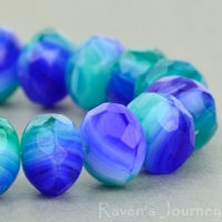 Rondelle (9x6mm) Cobalt Emerald White Mix Opaque Transparent