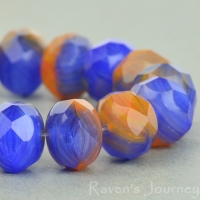 Rondelle (9x6mm) Orange Cobalt Mix Opaque Transparent