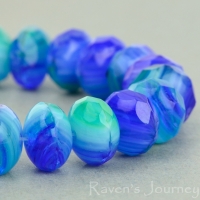 Rondelle (9x6mm) Cobalt Emerald White Mix Opaque Transparent