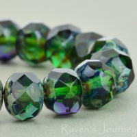Rondelle (9x6mm) Green Purple Mix Transparent