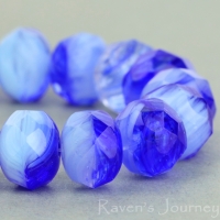 Rondelle (9x6mm) Cobalt White Crystal Mix Opaque Opaline