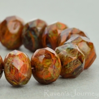 Rondelle (9x6mm) Orange Aqua Mix Opaque Transparent with Picasso Fullcoat