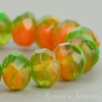 Rondelle (9x6mm) Orange Green Mix Opaque Opaline