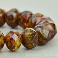 Rondelle (9x6mm) Gaspeite Orange Crystal Opaque Transparent with Picasso Fullcoat-osx