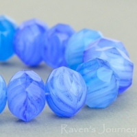 Rondelle (9x6mm) Cobalt Aqua White Mix Opaque Transparent