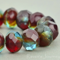Rondelle (9x6mm) Aqua Red Mix Transparent-osx