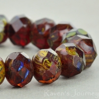 Rondelle (9x6mm) Red Topaz Mix Transparent with Picasso Fullcoat 2