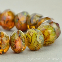 Rondelle (9x6mm) Yellow Pink Mix Opaque Transparent with Picasso Fullcoat