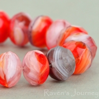 Rondelle (9x6mm) Red White Purple Mix Opaque Transparent-osx