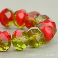 Rondelle (9x6mm) Red Olivine Opaque Transparent