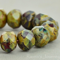 Rondelle (9x6mm) Olive Red Opaque with Picasso Fullcoat-osx