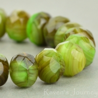 Rondelle (9x6mm) Green Brown White Mix Opaque Transparent