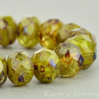 Rondelle (9x6mm) Gaspeite Crystal Mix Opaque Transparent with Picasso Fullcoat