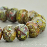 Rondelle (9x6mm) Red Yellow Mix Opaque Transparent with PIcasso Fullcoat