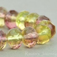 Rondelle (9x6mm) Yellow Vaseline Purple #1 Mix Transparent