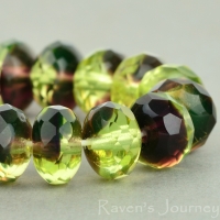 Rondelle (9x6mm) Yellow Vaseline Purple Mix Transparent