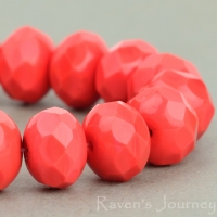 Rondelle (9x6mm) Red and Coral Red Mix Opaque