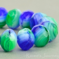 Rondelle (9x6mm) Cobalt Green White Mix Opaque Transparent-osx