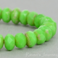 Rondelle (5x3mm) Retro Green Opaline with Picasso Finish-osx