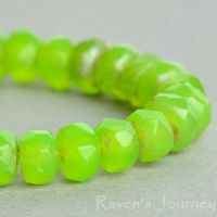 Rondelle (5x3mm) Green Opaline with Picasso Finish-osx