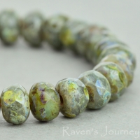 Rondelle (5x3mm) Grey Opaque and Green Transparent Mix with Picasso Fullcoat-osx