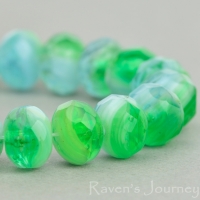 Rondelle (7x5mm) Emerald White Crystal Mix Opaque Transparent