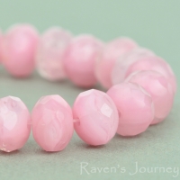 Rondelle (7x5mm) Pink White Crystal Mix Opaque Transparent