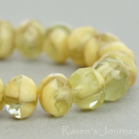 Rondelle (7x5mm) Ivory Green Mix Opaque Transparent